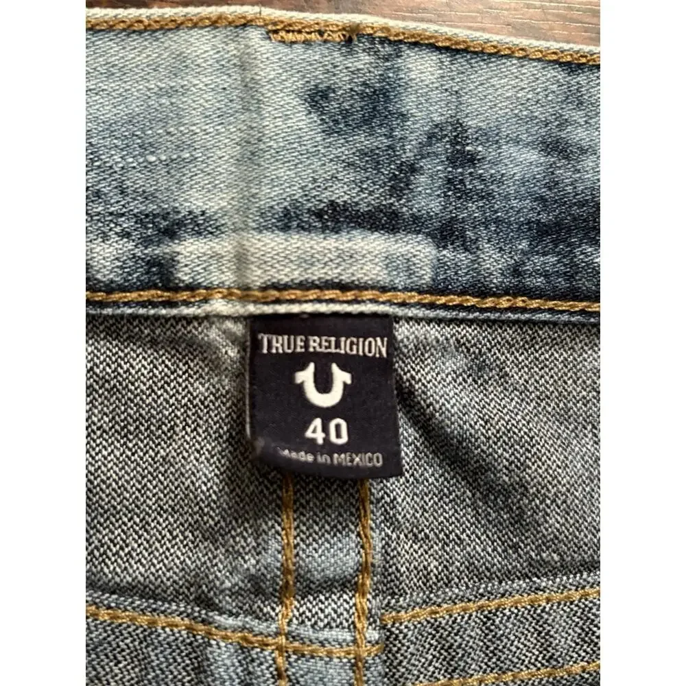 Rare Find True Religion Men's Geno Slim Fit Straight Jeans Sz 40x32 Cloud Wash